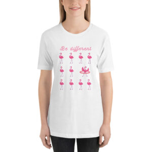 Kurzarm Hula Hoop Unisex-T-Shirt „Be different – Flamingo Style“