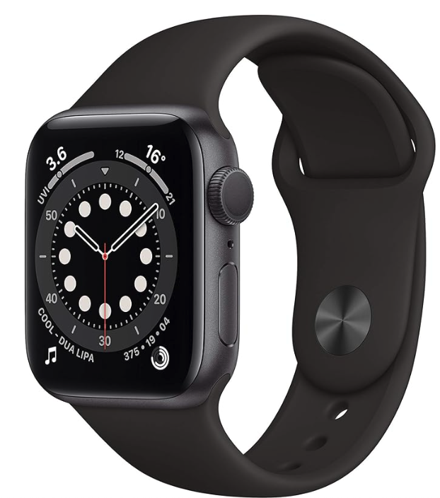 Apple Watch Series 6 (GPS, 40MM) Aluminiumgehäuse Space Grau mit Schwarz Sportarmband (Generalüberholt)