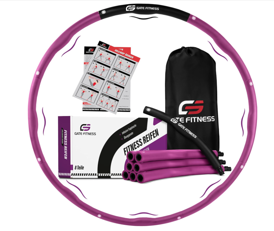 GATE FITNESS Hula Hoop Reifen Erwachsene und Kinder zum Abnehmen [1,2kg / 1,5kg / 2kg] | 6 bis 8 Segmente Hoola Reifen mit Wellendesign | Anfänger & Fortgeschrittene | Fitnessreifen mit Schaumstoff